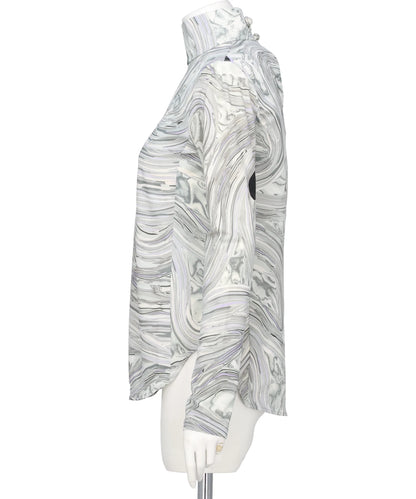 MARBLE PRINT JERSEY HIGH NECK TOP