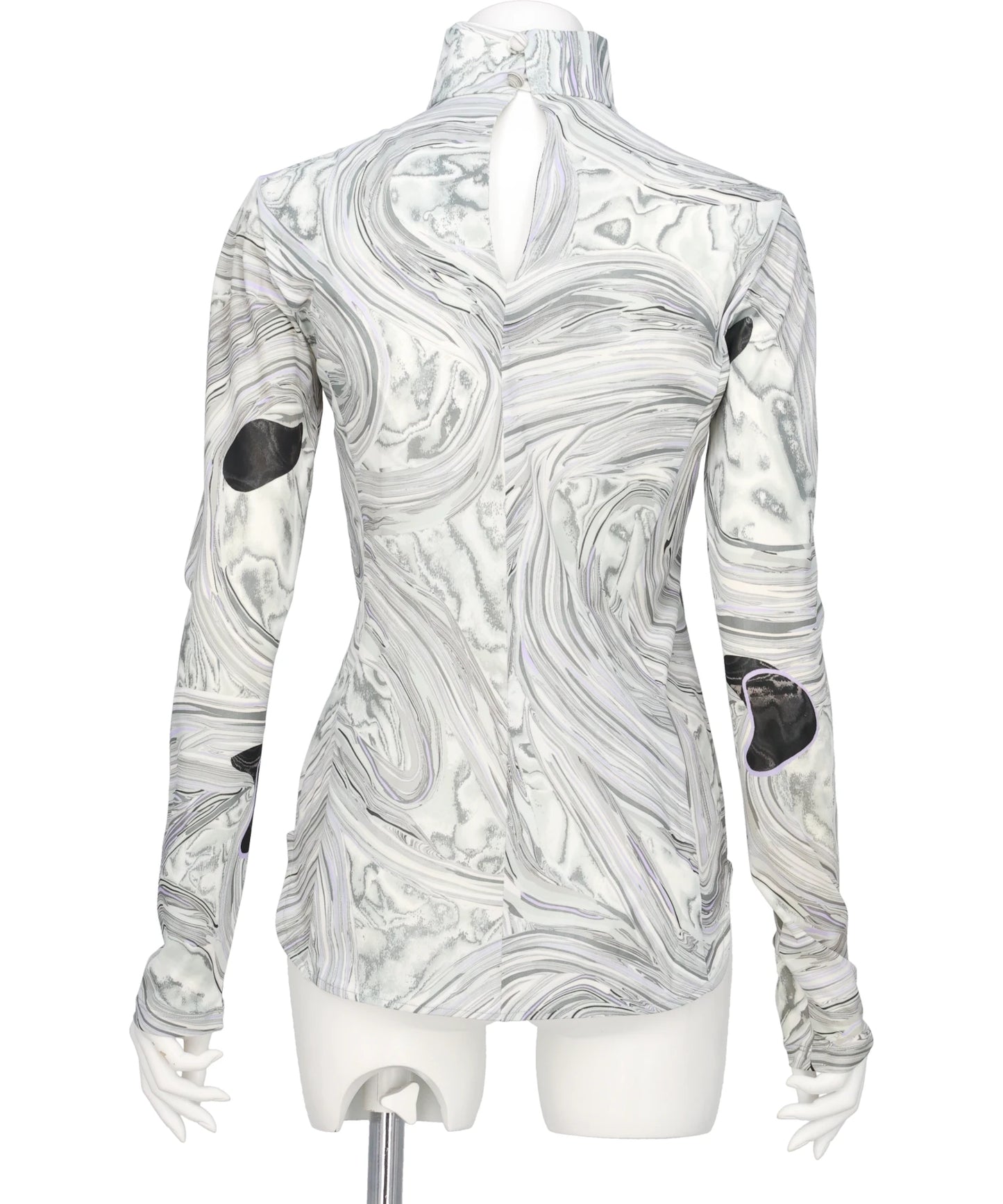 MARBLE PRINT JERSEY HIGH NECK TOP