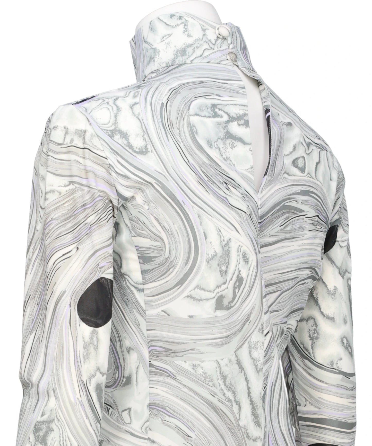 MARBLE PRINT JERSEY HIGH NECK TOP