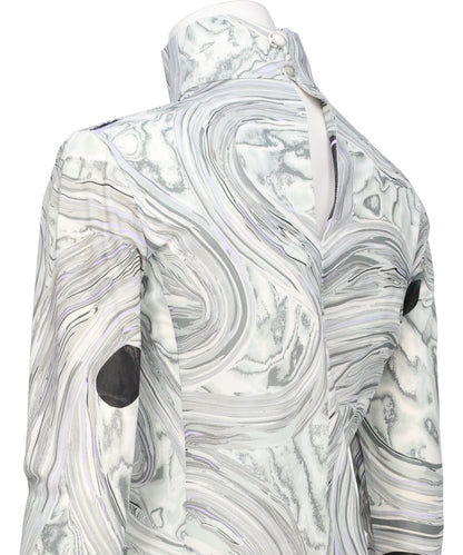 MARBLE PRINT JERSEY HIGH NECK TOP