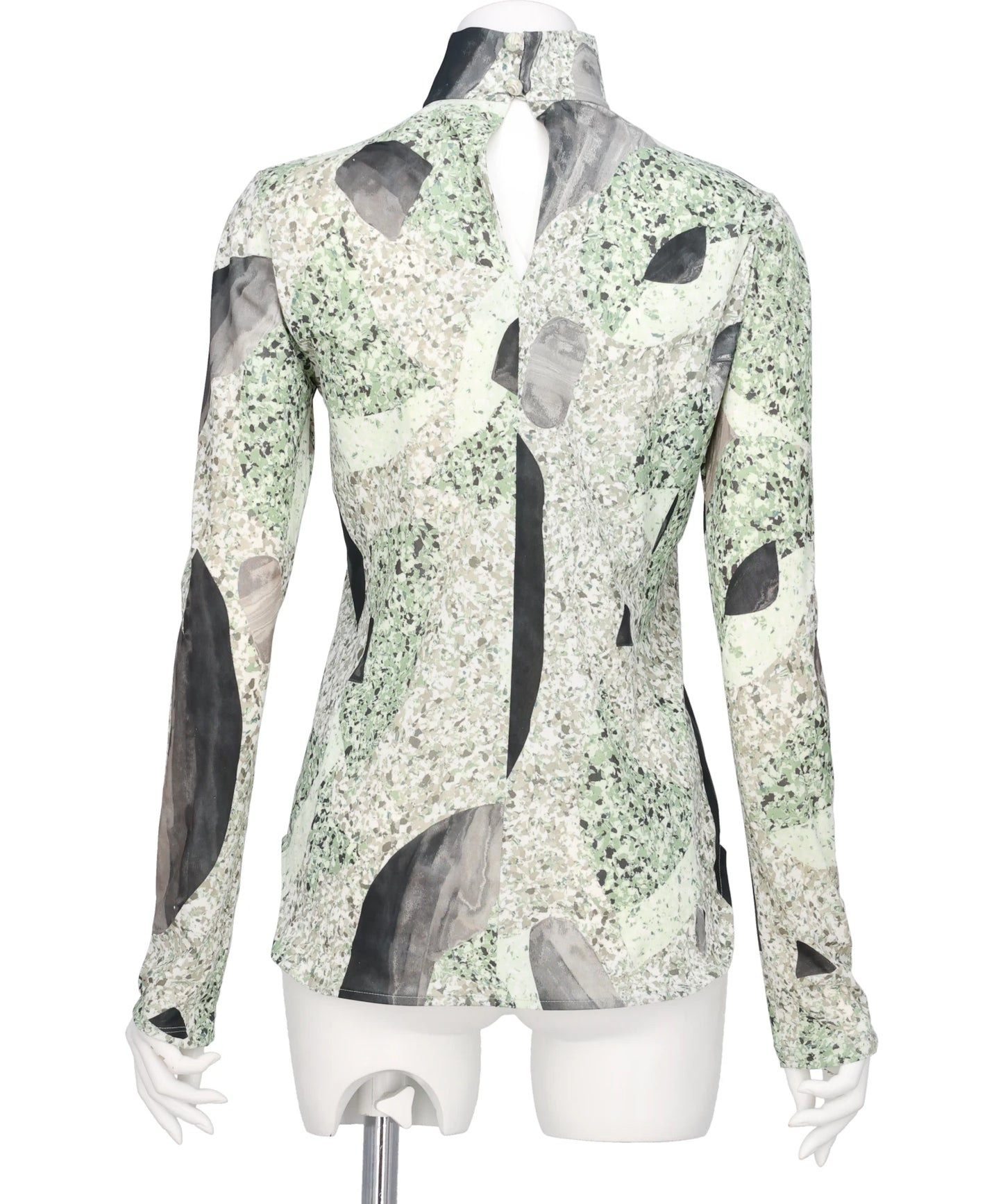 MARBLE PRINT JERSEY HIGH NECK TOP