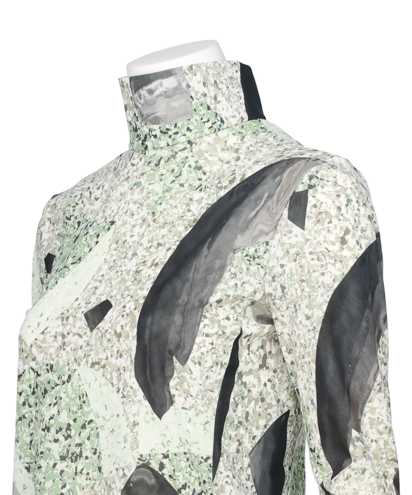 MARBLE PRINT JERSEY HIGH NECK TOP