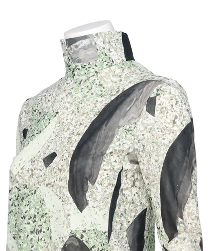 MARBLE PRINT JERSEY HIGH NECK TOP