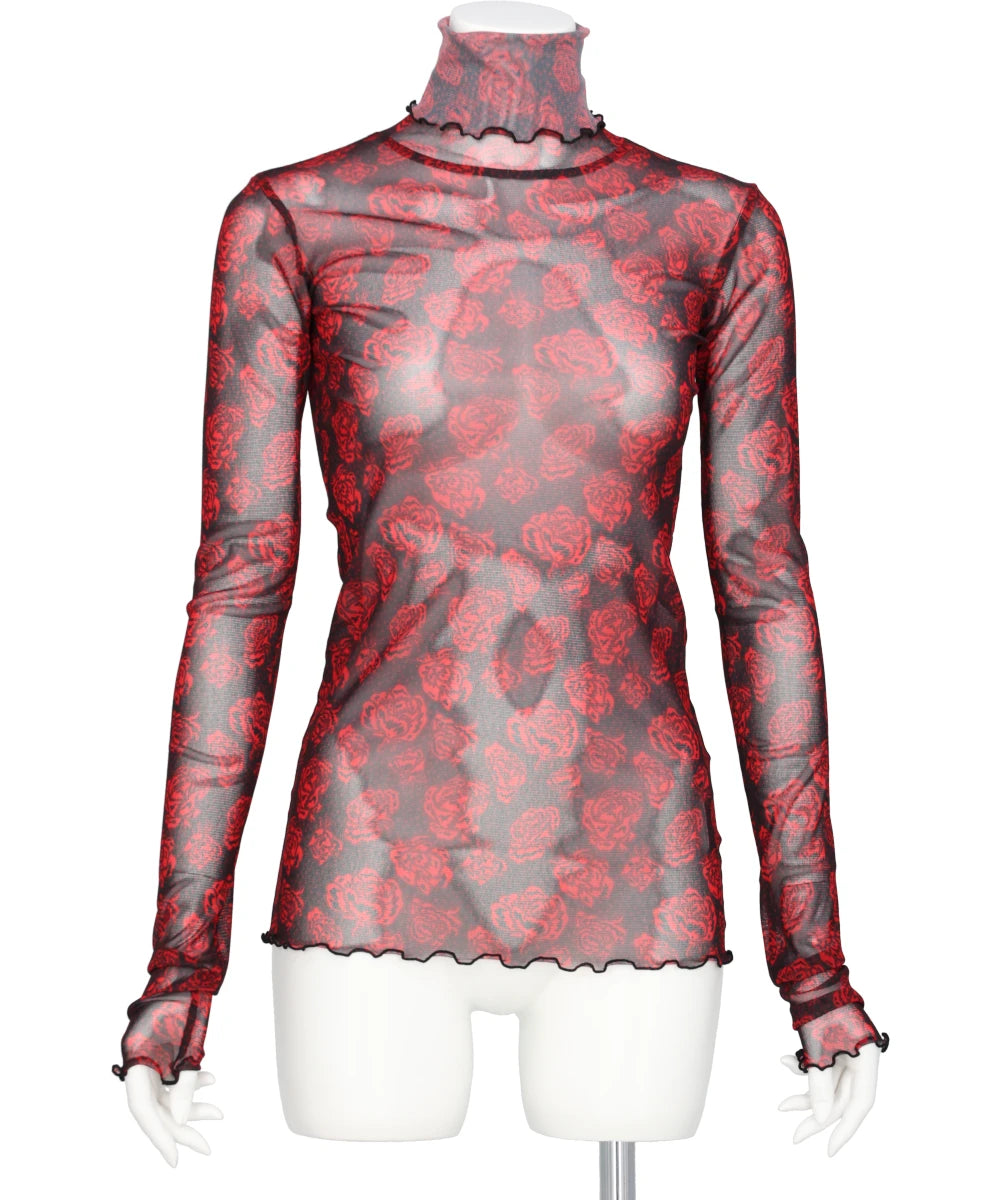 FLOWER MESH HIGH NECK