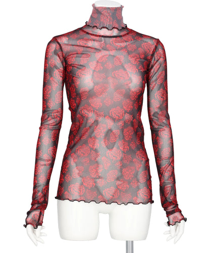 FLOWER MESH HIGH NECK