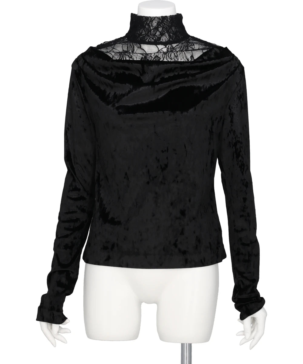 CRUSHED VELOUR GATHERED TOP