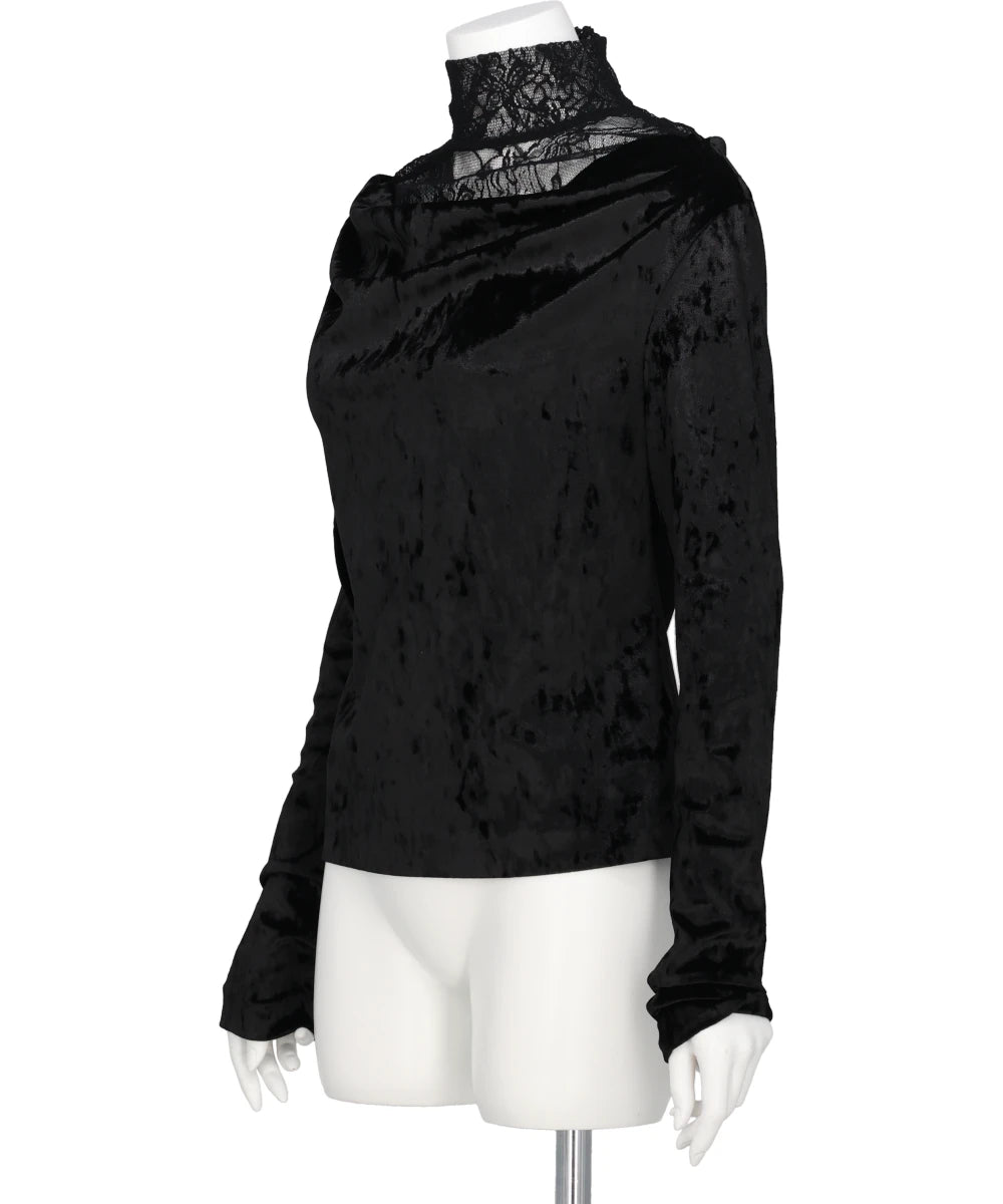 CRUSHED VELOUR GATHERED TOP