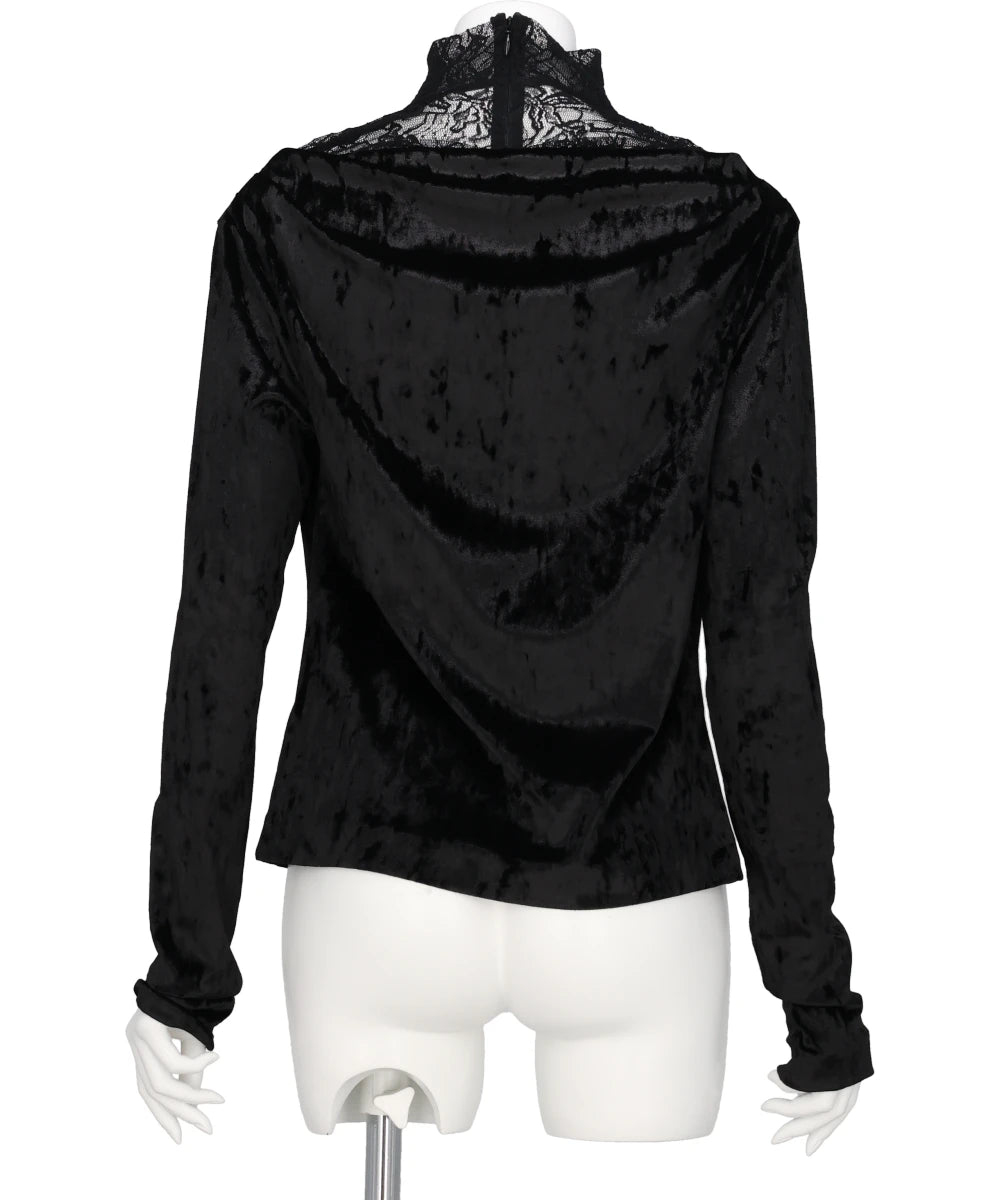 CRUSHED VELOUR GATHERED TOP