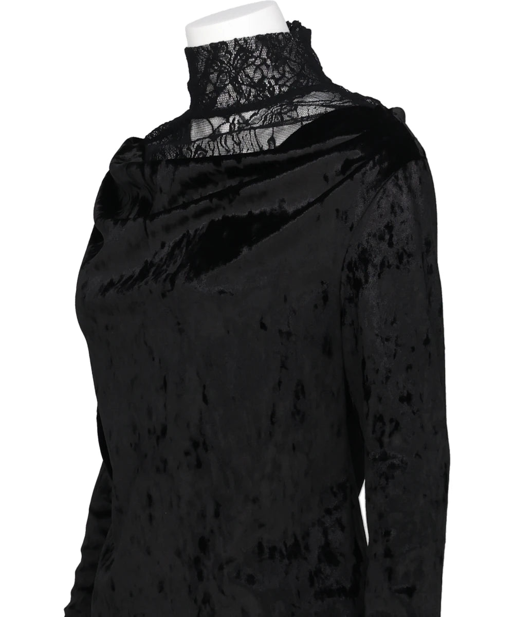 CRUSHED VELOUR GATHERED TOP