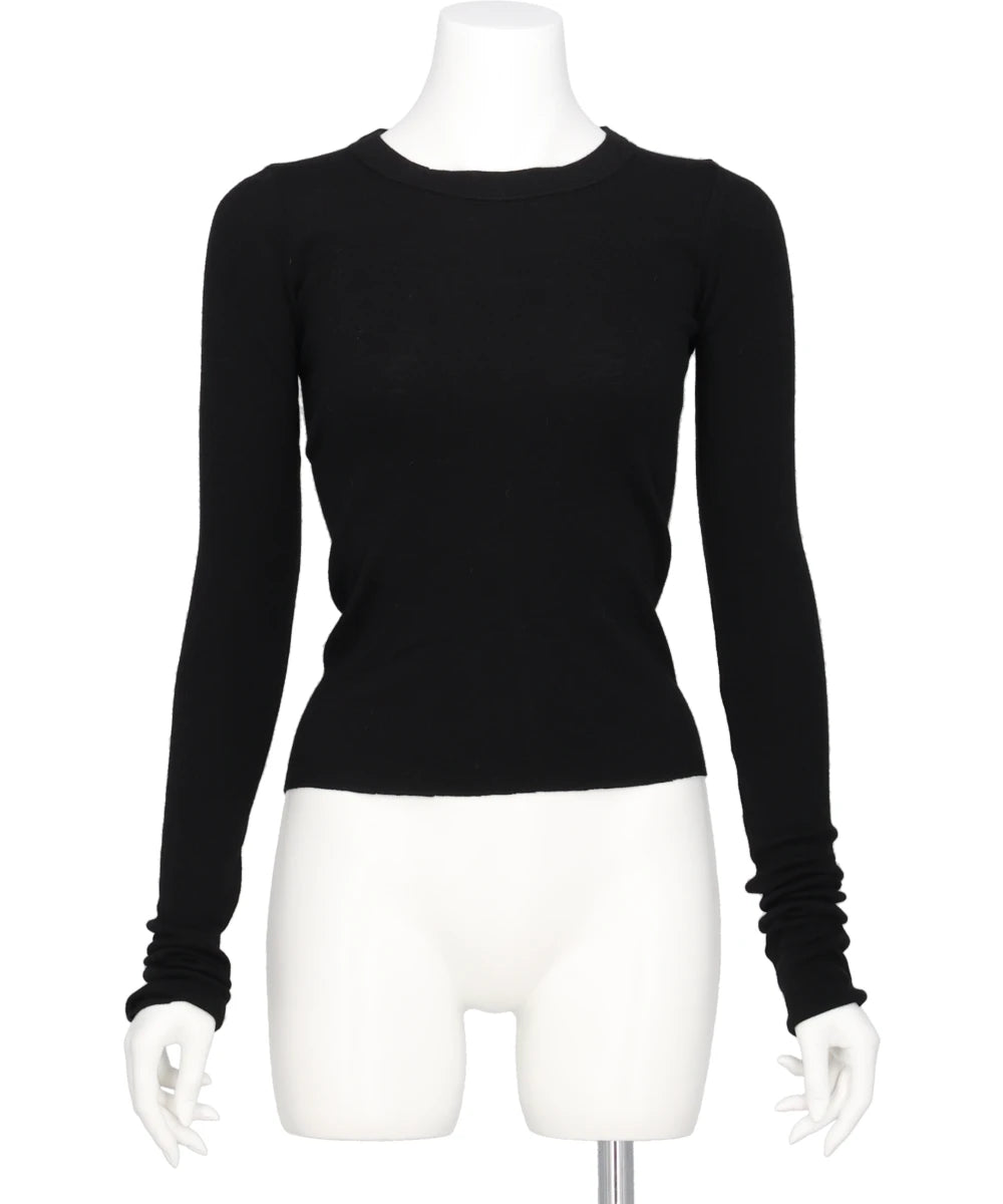 CROPPED RIB LS T - BLACK