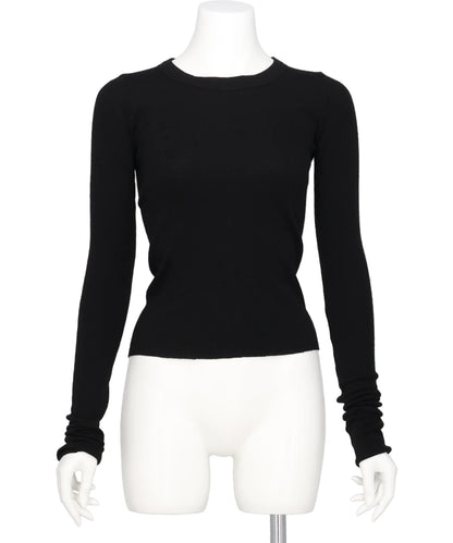 CROPPED RIB LS T - BLACK