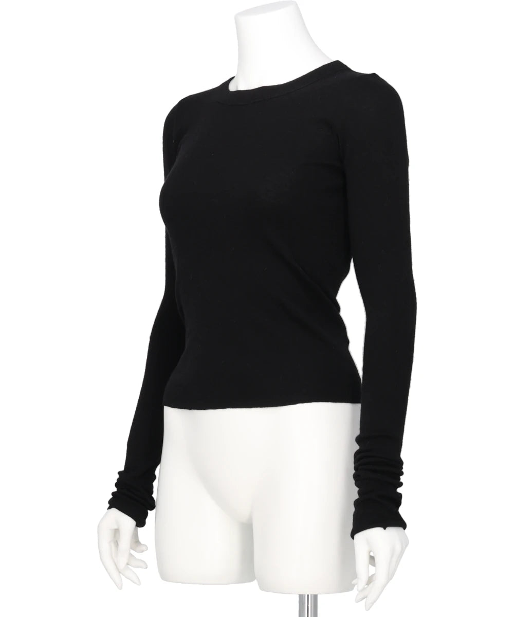 CROPPED RIB LS T - BLACK