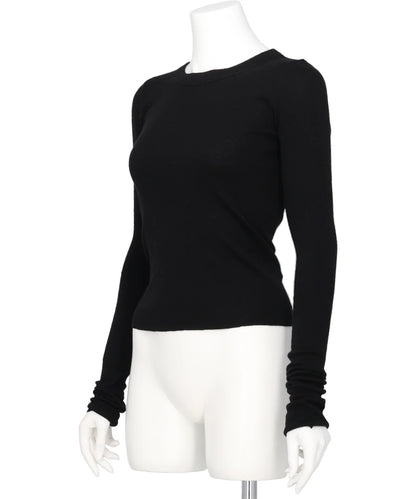 CROPPED RIB LS T - BLACK