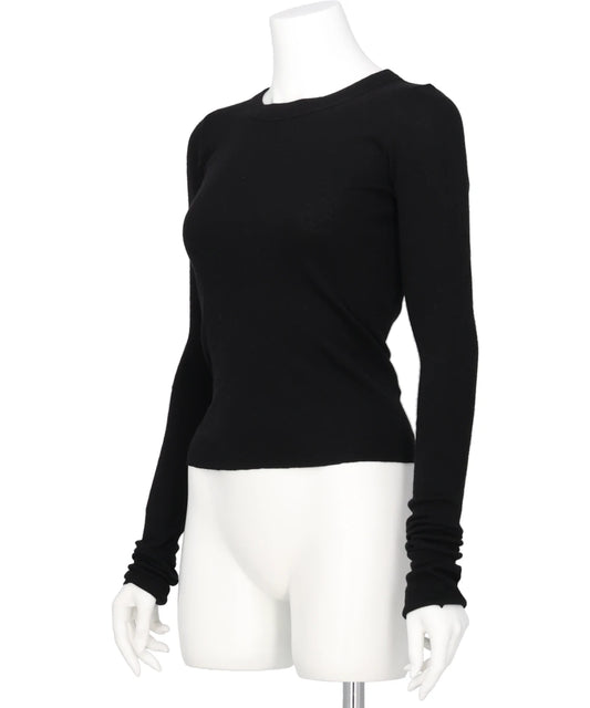 CROPPED RIB LS T - BLACK