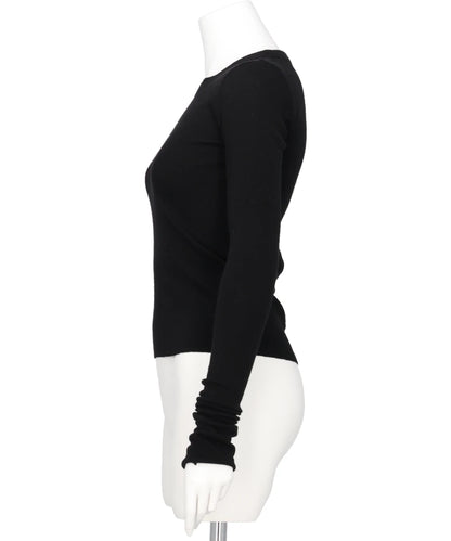 CROPPED RIB LS T - BLACK