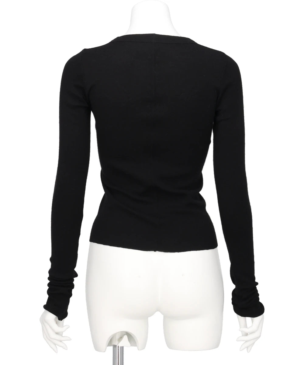 CROPPED RIB LS T - BLACK