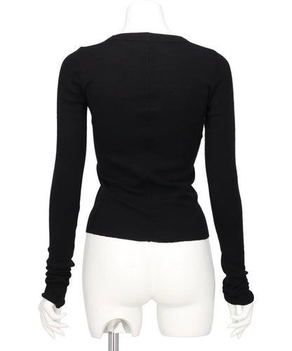 CROPPED RIB LS T - BLACK