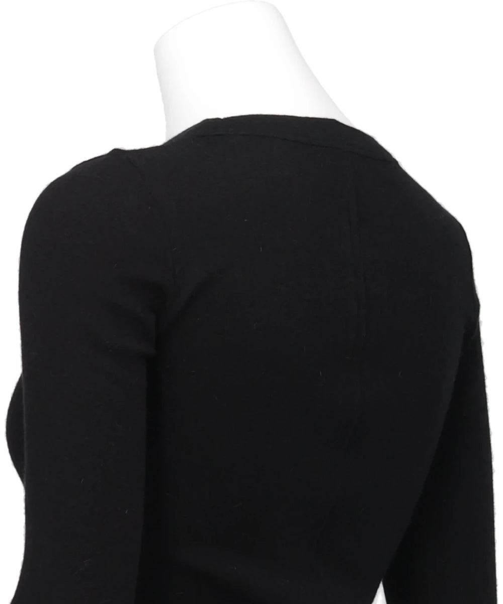 CROPPED RIB LS T - BLACK