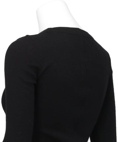 CROPPED RIB LS T - BLACK