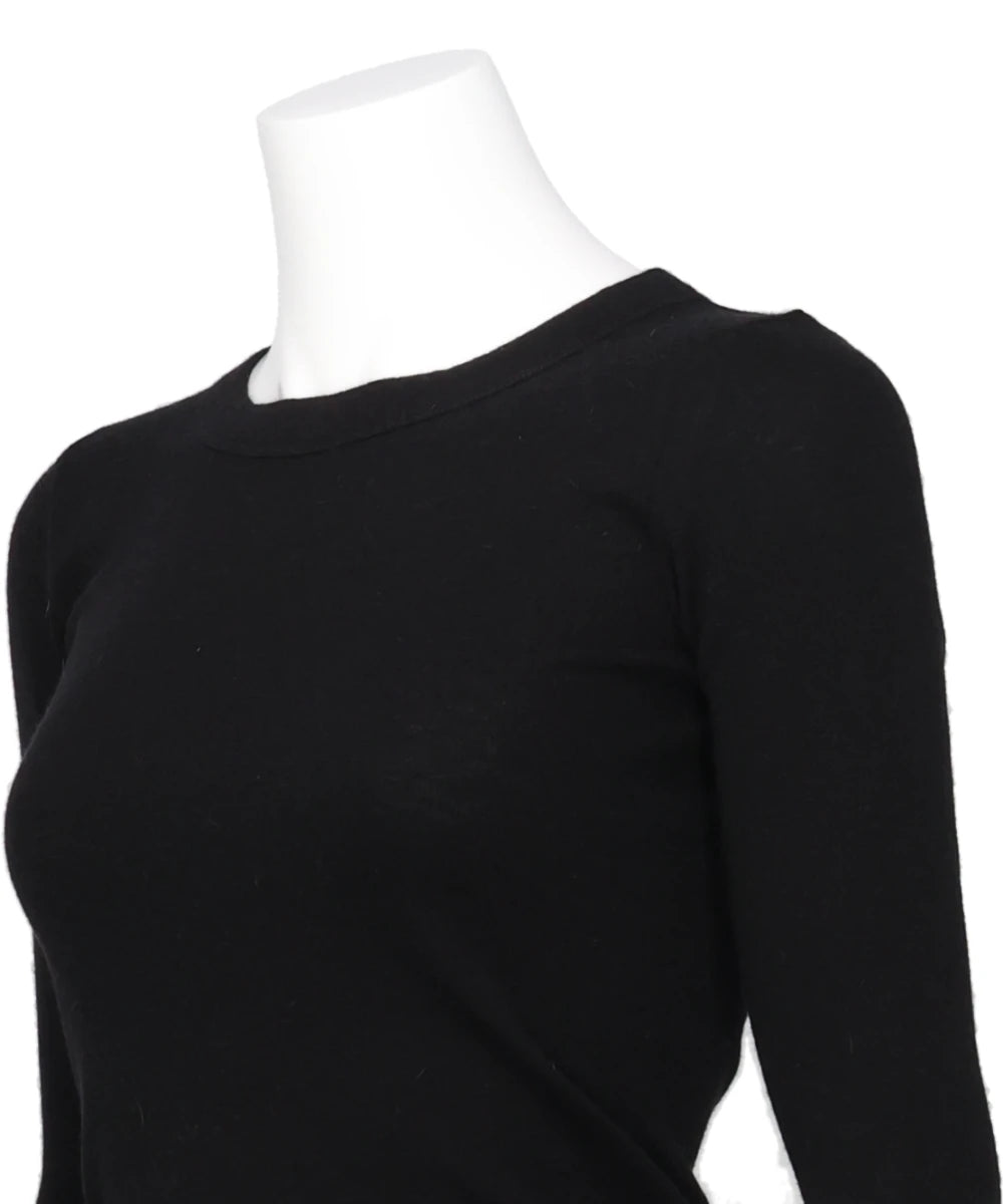 CROPPED RIB LS T - BLACK