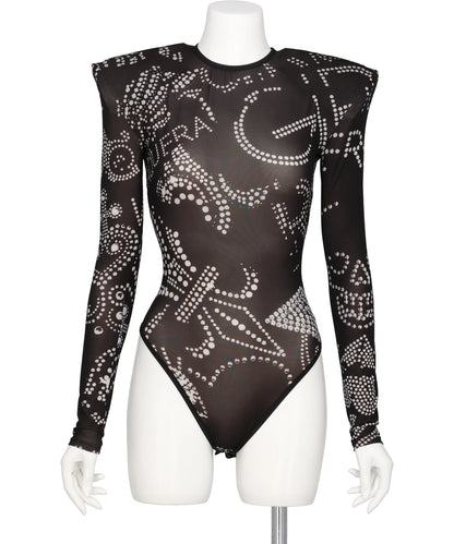  VAQUERA（ヴァケラ）PRINTED SHOULDER PAD LEOTARD WOVEN