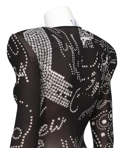 PRINTED SHOULDER PAD LEOTARD WOVEN