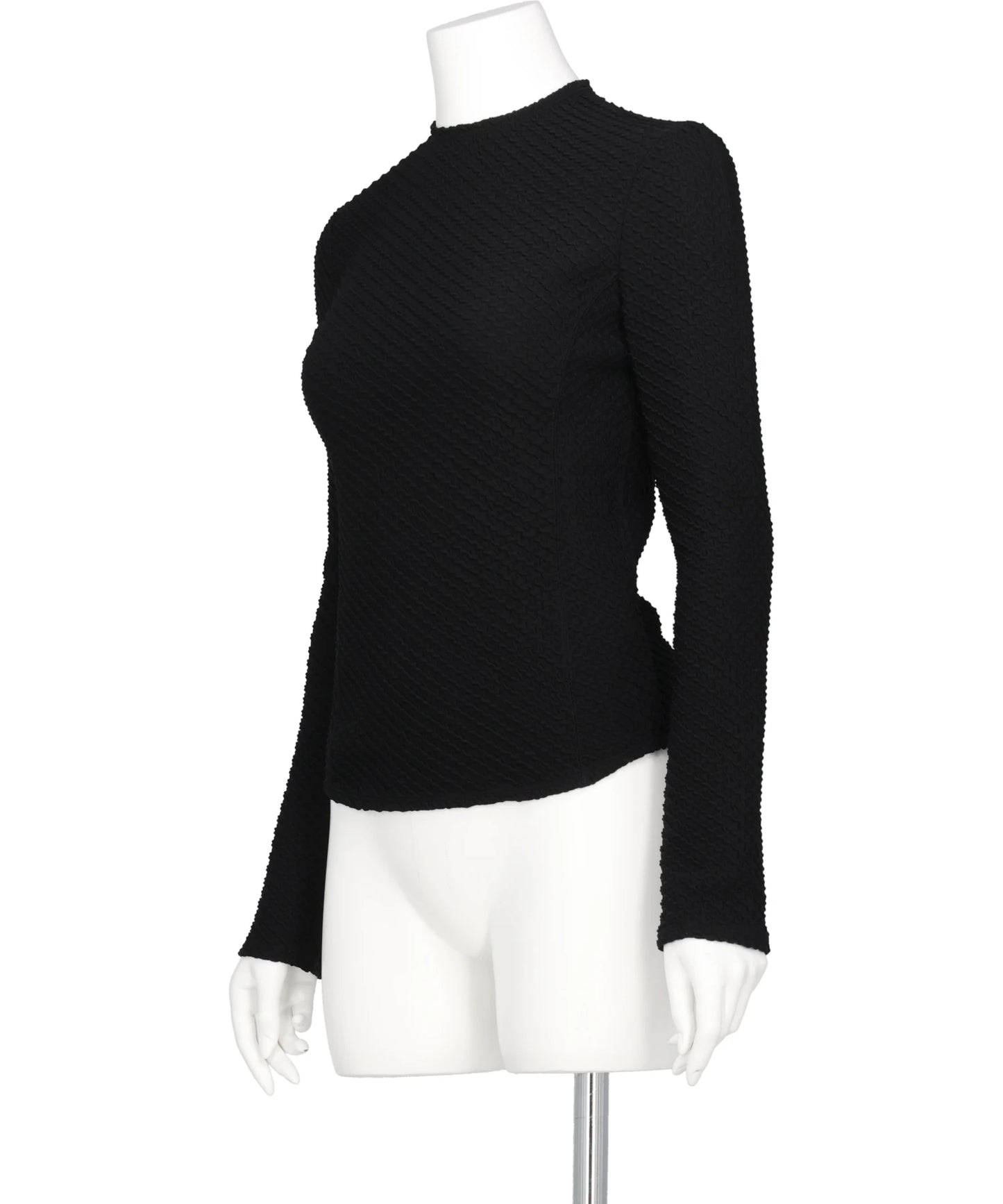 SHIRRING JERSEY JACQUARD LONG SLEEVE TOP