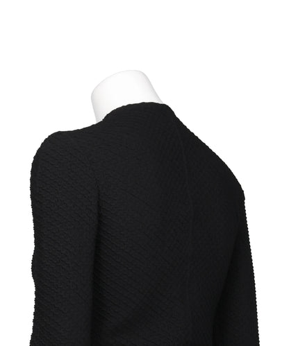 SHIRRING JERSEY JACQUARD LONG SLEEVE TOP