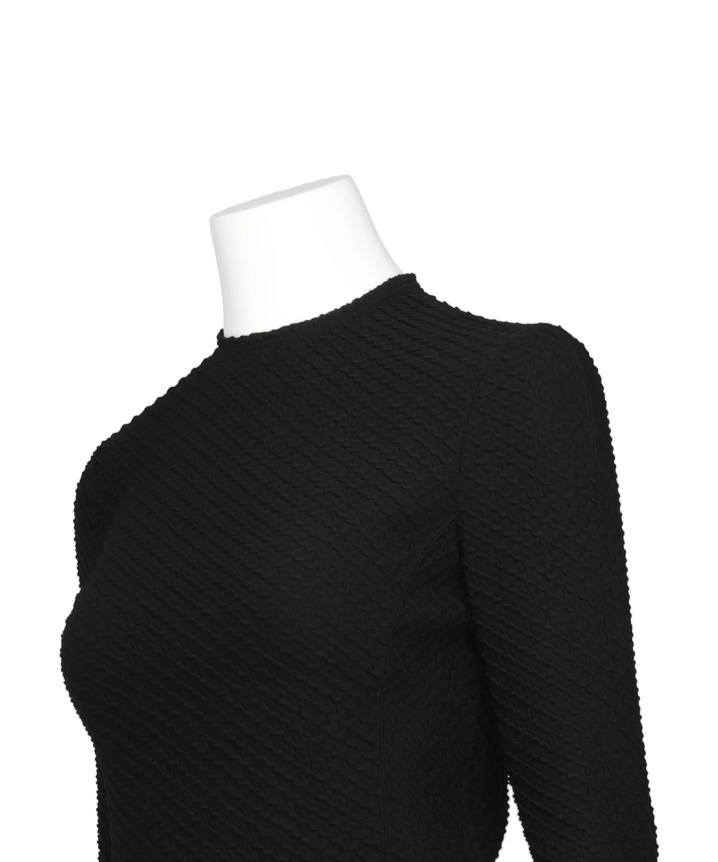 SHIRRING JERSEY JACQUARD LONG SLEEVE TOP