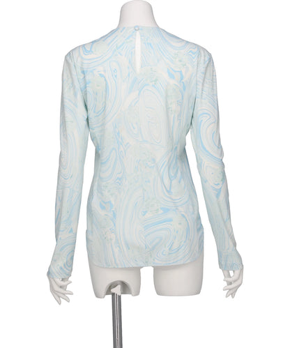 MARBLE PRINT JERSEY LONG SLEEVE TOP