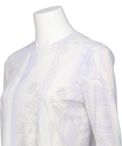 MARBLE PRINT JERSEY LONG SLEEVE TOP