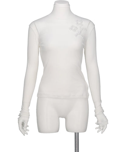 RIV NOBUHIKO(リブ ノブヒコ)CELIA HIGH NECK EMBROIDERY TOP