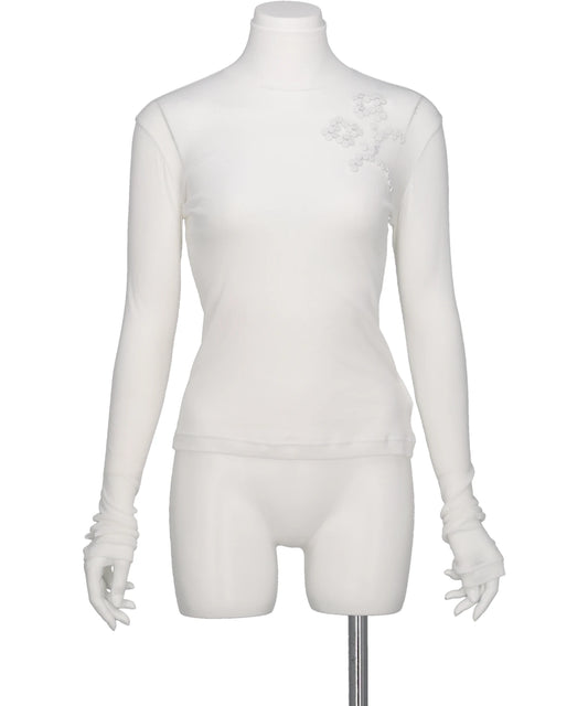 RIV NOBUHIKO(リブ ノブヒコ)CELIA HIGH NECK EMBROIDERY TOP