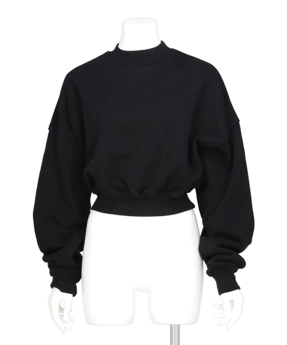 CROPPED MOCK NECK CREW SWEAT