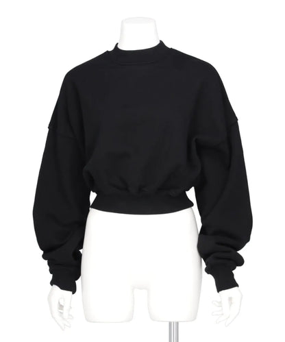 CROPPED MOCK NECK CREW SWEAT