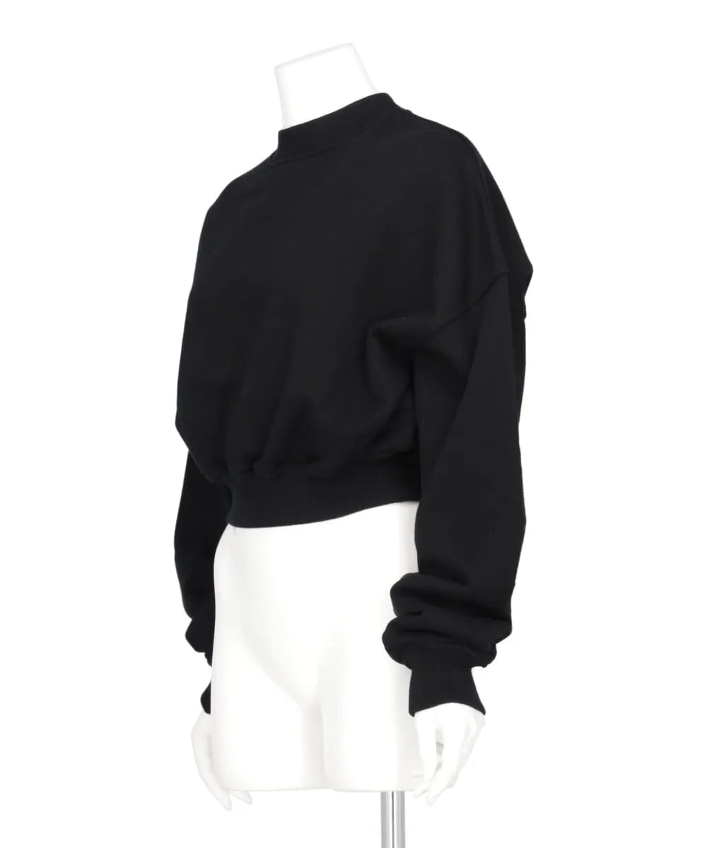 CROPPED MOCK NECK CREW SWEAT