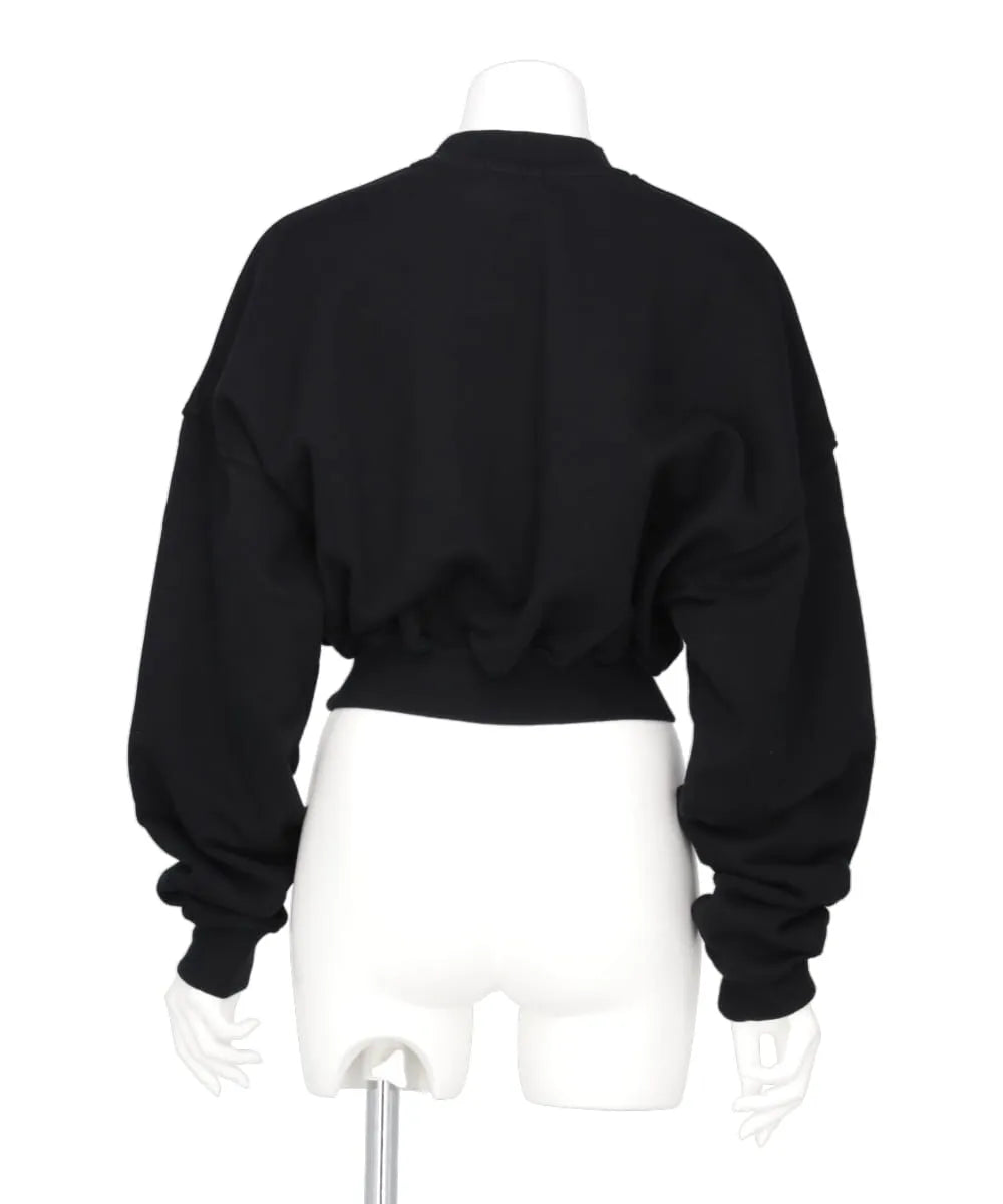 CROPPED MOCK NECK CREW SWEAT