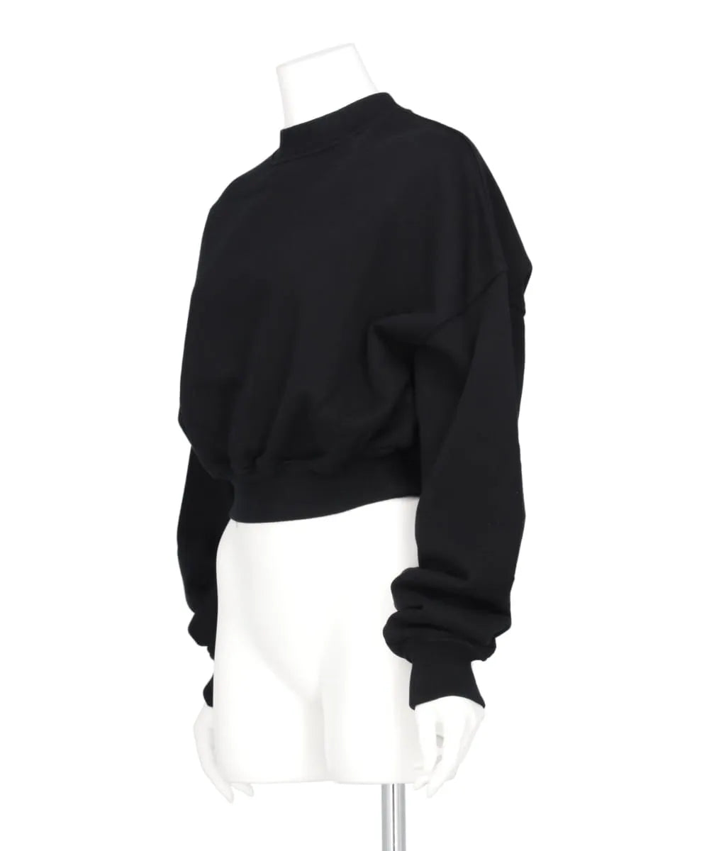 CROPPED MOCK NECK CREW SWEAT
