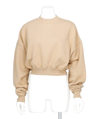 CROPPED MOCK NECK CREW SWEAT