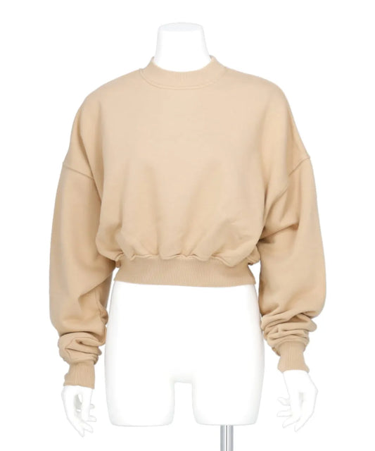 CROPPED MOCK NECK CREW SWEAT