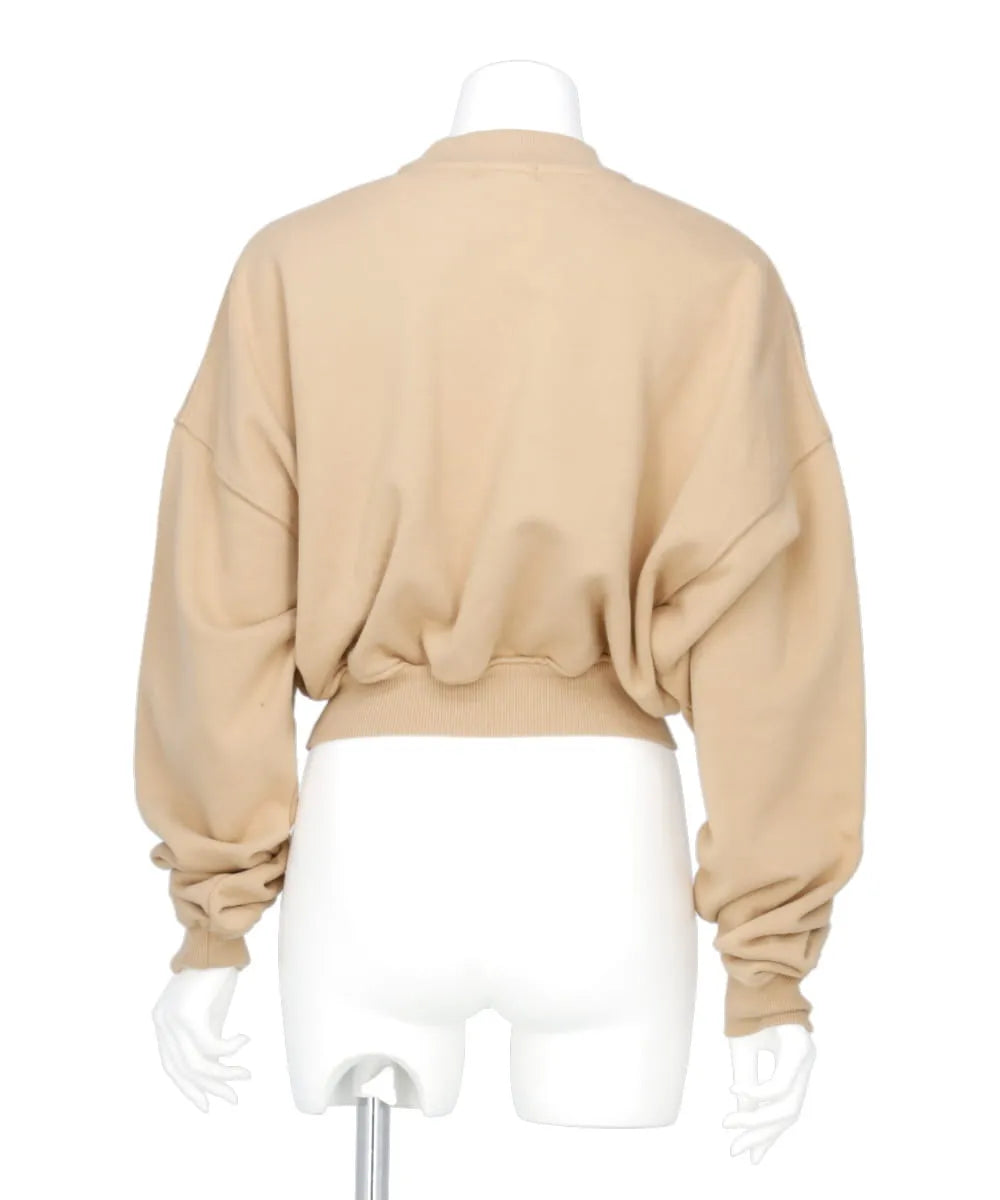 CROPPED MOCK NECK CREW SWEAT