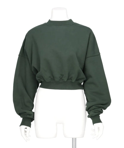 CROPPED MOCK NECK CREW SWEAT