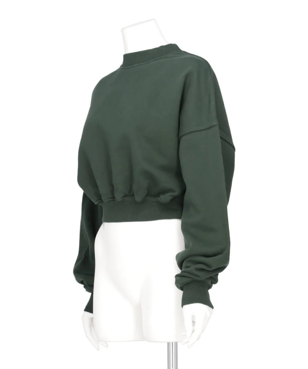 CROPPED MOCK NECK CREW SWEAT