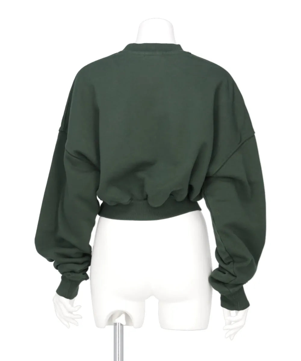CROPPED MOCK NECK CREW SWEAT