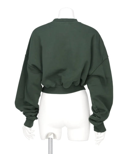 CROPPED MOCK NECK CREW SWEAT