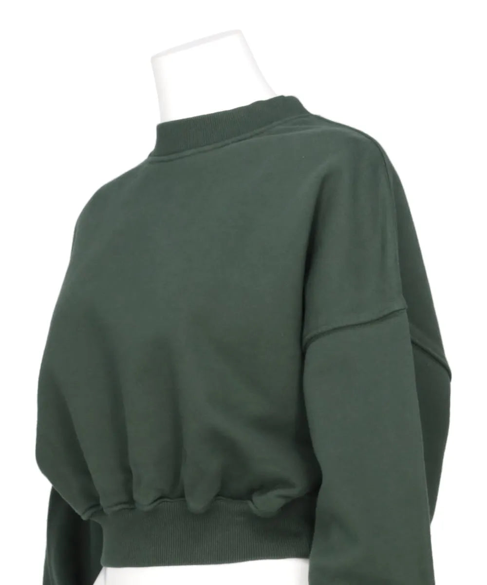 CROPPED MOCK NECK CREW SWEAT