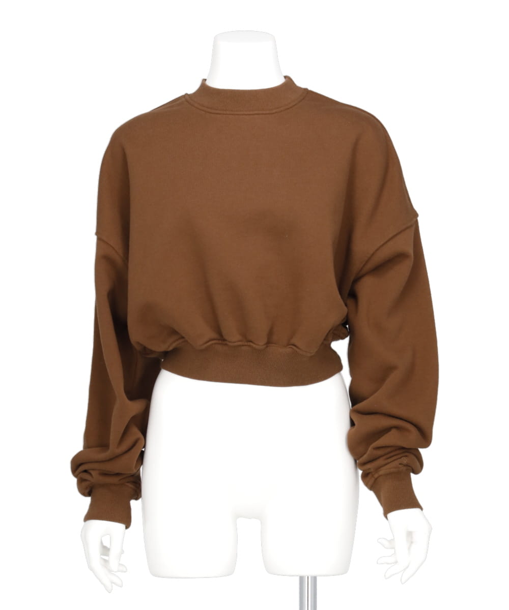 CROPPED MOCK NECK CREW SWEAT