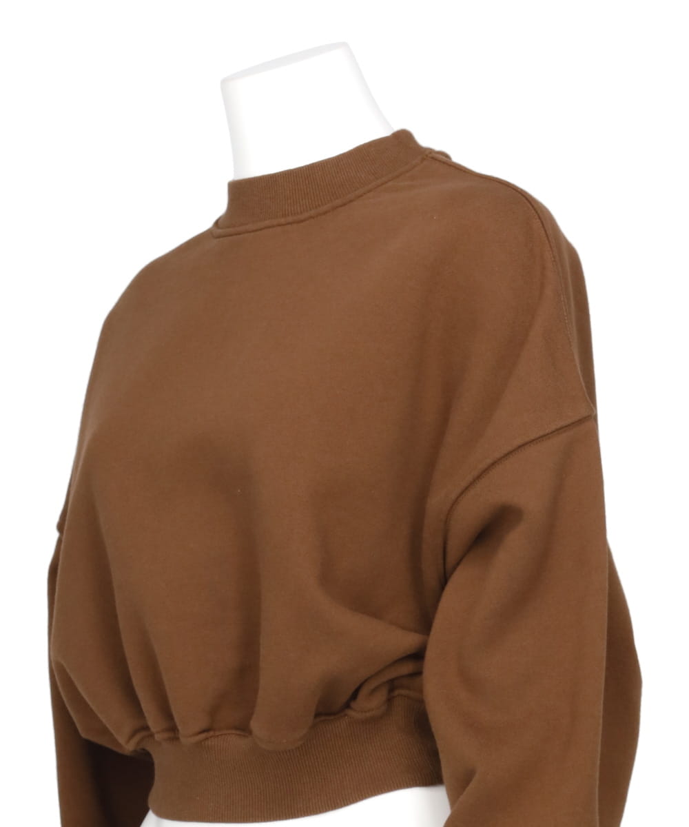 CROPPED MOCK NECK CREW SWEAT