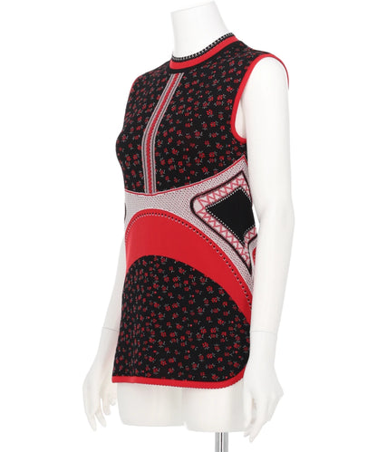 FLORAL JACQUARD SLEEVELESS KNITTED TOP