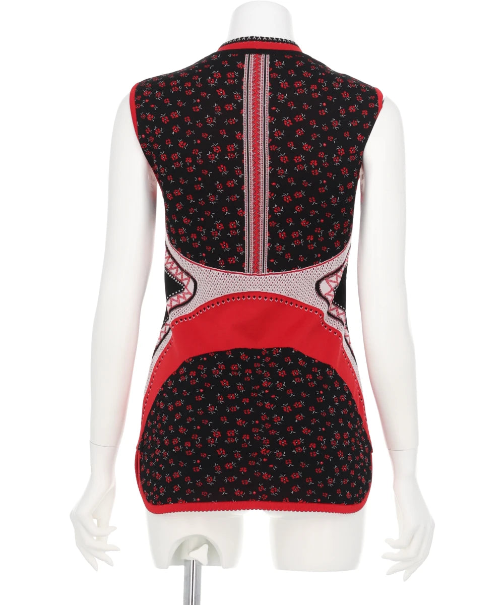 FLORAL JACQUARD SLEEVELESS KNITTED TOP